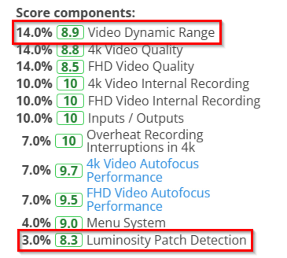 Studio Video score components as seen on Test Bench 0.13