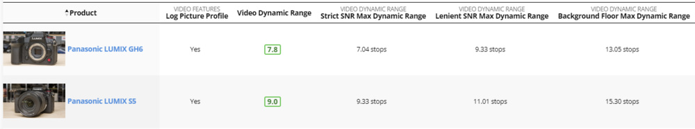 Different video dynamic range of the Panasonic LUMIX GH6 and S5 with both footage shot in V-Log