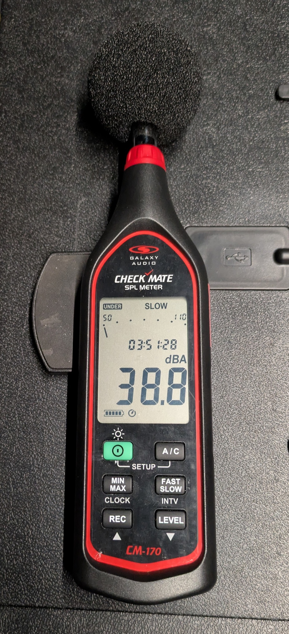 A photo of the CM-170 Sound Pressure Level Meter.