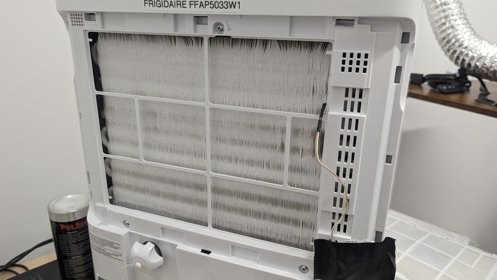 The Frigidaire's dehumidifier coils forming frost