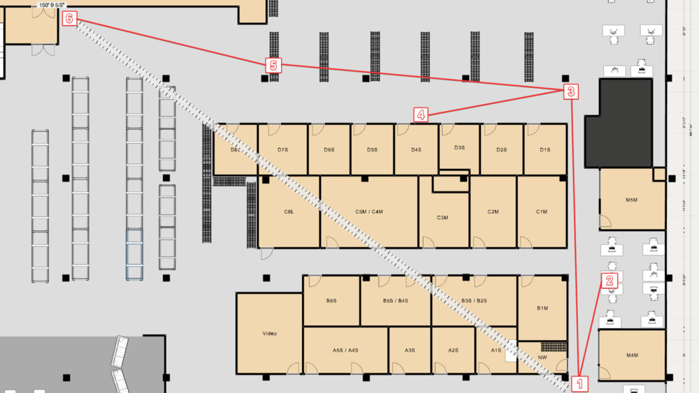 Six node mesh with normal (automatic) topology layout.